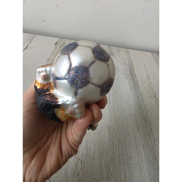 Glass soccer puppy dog ornament glitter cocker spaniel Xmas tree - Picture 8 of 8